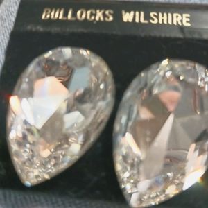 Bullock Wilshire Oversized Rhinestone Teardrop Clip Earrings